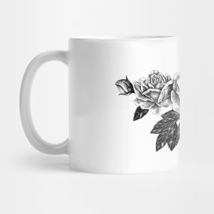 Vintage roses design, Black and white floral pattern Mug